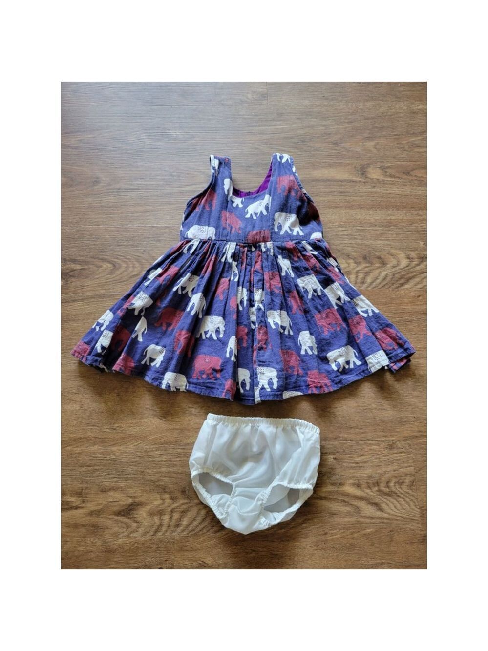 Girls Elephant Pattern Lined Sundress Set 12mos